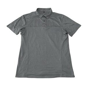 KUHL Men's Outdoor Hiking Gray Polo Shirt *Stained* Size Medium 19.5 x 26
